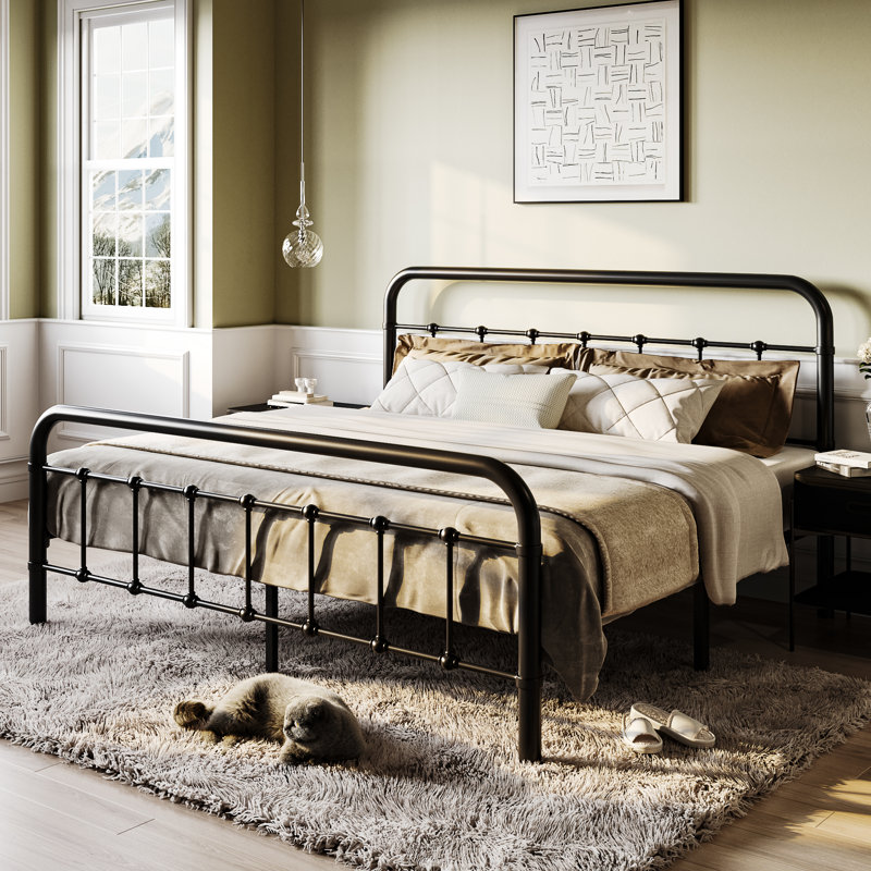 Black wrought iron bed frame queen sales
